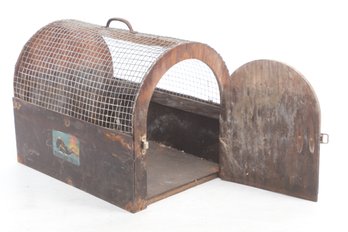 Vintage Wood & Metal Animal Carry Crate