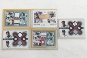 Lot Of 5 Baseball Jersey And Bat Combo Cards With Two Players Reggie Jackson Bernie Williams Dave Winfield