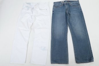 2 Pairs Of Men's Jeans: Adriano Goldschmied (33x34) & White Hudsen Jeans Size 34