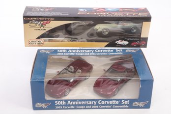 50th Anniversary Corvette Sets: Revell Coupe & Convertible Set W/Tractor Trailer & 2 More Models