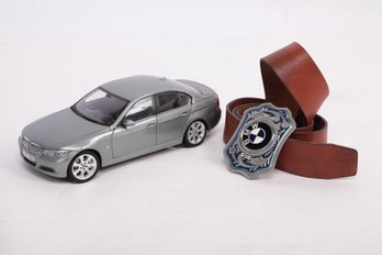 KYOSHO 1/18 Scale BMW 3 Series Model Car With BMW Belt Buckle With Leather Belt
