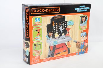 Black  Decker Junior Ready To Build Workbench Kids Play 53 Tools Sounds Light