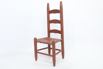 Antique Ladder Back Child's Chair W/Woven Cord Seat