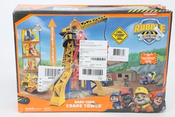 Nickelodeon Paw Patrol Rubble Bark Yard Crane Tower With Rubble, Bulldozer, Sand
