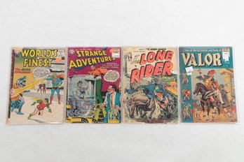 Lot Of 4 10 Cent 10C Comic Books Valor #4 Lone Rider  Worlds Finest 105 Strange Adventures 68 Goldenage