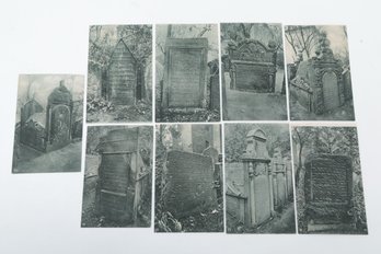 Judaica 9 Photographic Blue Toned Sepia Postcard-size Images Of Jewish Tombstones