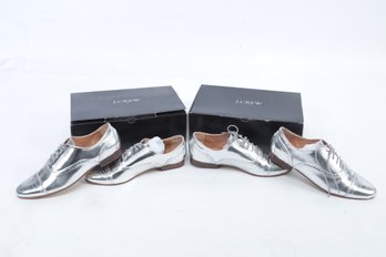 2 Pairs Of New J. Crew Metallic Oxford Shoes (sizes 8 & 9)