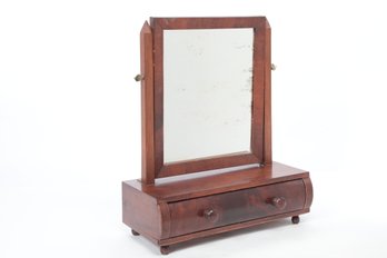 Antique Empire Style Mahogany Shaving Mirror W/Drawer