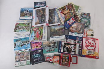 Large Lot Of Assorted Puzzles & Games