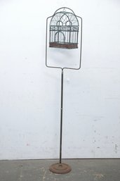 Vintage Bird Cage Stand W/Modern Birdcage