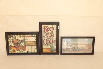 3 Framed Prints On Board 'Ladies', 'Keep Your House In Order' & 'The Reapers' By Katie Berry