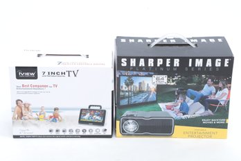 New: Sharper Image Portable Entertainment Projector & 7' Portable LCD Digital TV