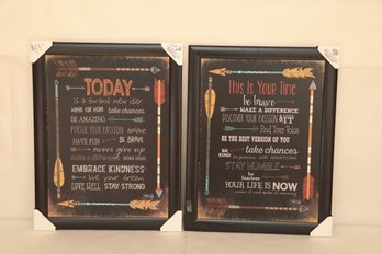 AMISH Made Pair Of Framed Positive Affirmation Signs On Board - New Store Display