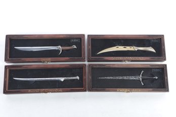 4 Collector Replica Swords From 'The Hobbit, The Desolation Of Smaug' In Their Cases