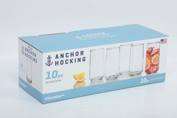 Anchor Hocking 10 Glasses All 18oz - New In Original Box