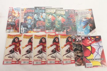 Lot Of 14 Spiderman And Spiderwoman Comic Books And Related Books
