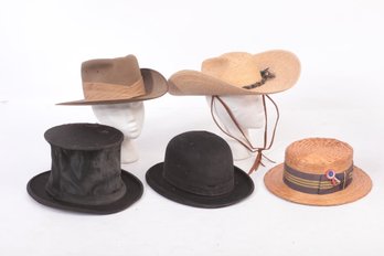 5 Antique & Vintage Hats ~ Including Top Hat