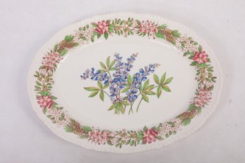 Antique Blue Bonnet Texas State Flowers Platter By Ridgways, LTD - Made In England