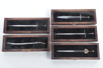 5 Lord Of The Rings Collector Replica Swords In Original Cases