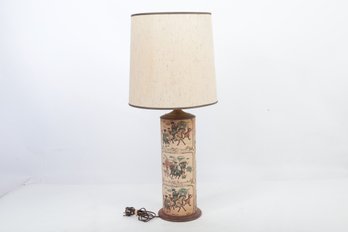 Vintage Table Lamp W/Revolutionary War Era Depictions On Base