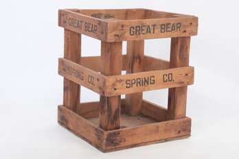Vintage Great Bear Spring Co Wooden Case Crate