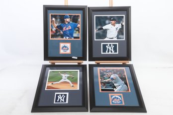 Lot Of 4  New York Mets  And New York Yankee Baseball  Players In Mate Frame