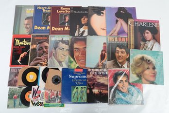 Mixed Grouping Of Vinyl LPs & 45s: Dean Martin, Diana Ross, Sunny & Cher, Patti Page & More