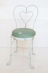 Vintage Green Wrought Iron Ice Cream Parlor Chair