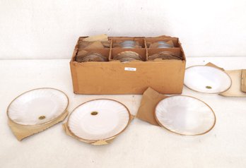 Case Of Vintage N.O.S. Gold Rimmed Fire King A Few Dinner Plates & 72 Saucers - New Old Stock