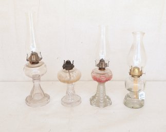 Grouping Of 4 Antique/Vintage Oil Lamps