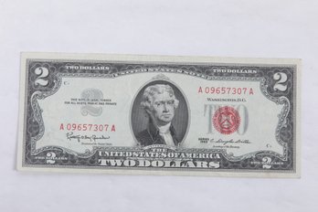 1963 Series Red Seal $2 Dollar Bill