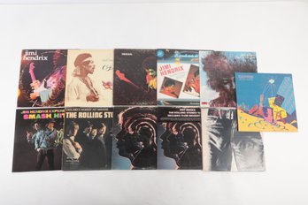 Grouping Of Original Rolling Stones & Jimi Hendrix Vinyl LP Records