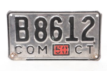 Vintage 1950 CT Car License Plate
