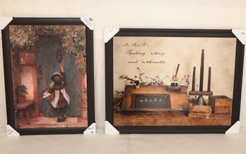 Arthur Hopkins Framed Print On Board 'The Visitor' & Billy Jacobs Framed 'The Three R's' Print On Board