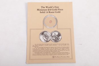 Miniature Gold $ 10 Dollar Piece Mint In Package