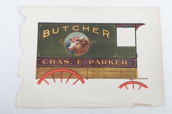Vintage Chromo Butcher Advertising Colored Plate J. Bein & Co