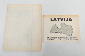 Large 1950 Map Of Latvia