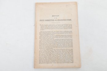 Civil War Reconstruction Pamphlet Concurrent Resolution Of December 13, 1865,