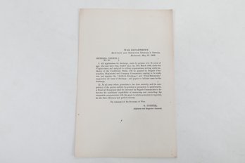 CONFEDERATE IMPRINT War Department Adjutant General Office, Richmond, Va. May 17, 1862. General Orders No. 36.