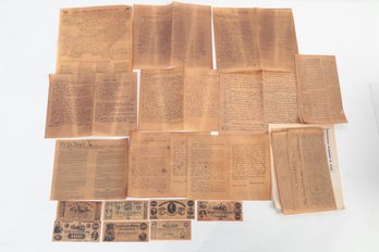 Vintage Civil War GEN. R. R. LEE Docs On Antiqued Parchment Paper, Confederate Currency, Decrees