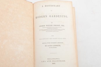 DICTIONARY OF MODERN GARDENING ,1847,GEORGE W. JOHNSON, ESQ., 180 WOOD CUTS, ED. BY D. LANDRETH, PHILADELPHIA