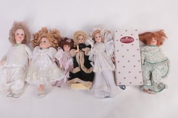 Grouping Of Vintage Porcelain Dolls W/Ashton Drake Doll In Box