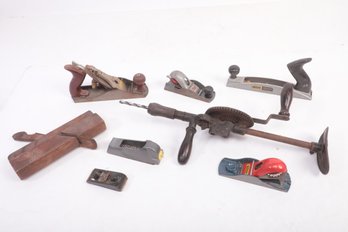 Lot Of Hand Planes And Hand Drill