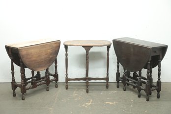 2 Antique Drop Leaf Tables & 1 Antique Side Table ~