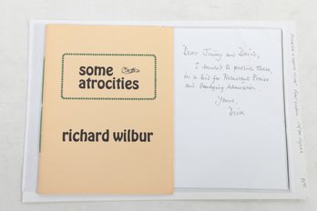 POETRY SIGNED With Long Author Inscription Some Atrocities By Richard Wilbur Bits Press Cleveland