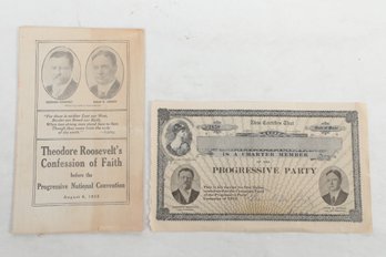 With Progressive Certificate Theodore Roosevelt's Confession Of Faith Before The Progressive National Conventi