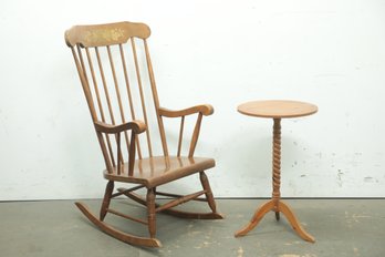 Antique Rocking Chair & Side Table