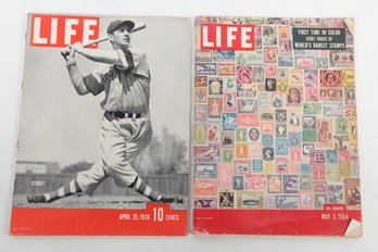 2 Life Magazines, FIRST TIME IN COLOR EIGHT PAGES OF WORLD'S RAREST STAMPS