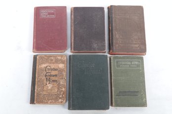 LOT OF SIX, VINTAGE HYMNAL BOOKS Late 1800's Early 1900's