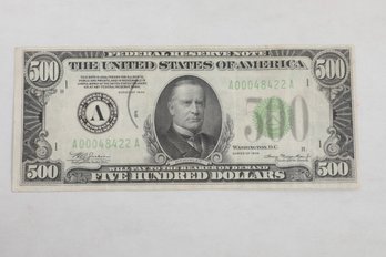 Rare Hard To Find 1934 $500 Boston A Federal Note With Low Serial # A00048422A **READ PRIOR TO BIDDING**